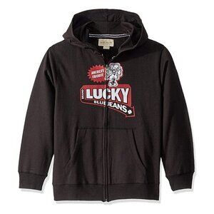 Lucky Brand Boys' Zip-Up Hoodie – Size 4/5 – Caviar Clover – NWT